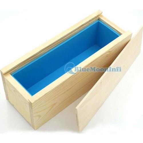 1 Pc Wooden Wood Silicone Liner Soap Cake Chocolate Jelly Ice Mold with a lid DIY Tools