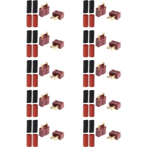 10 Pairs Ultra T-Plug Connectors Deans Style Male Female with 20pcs Shrink Tube