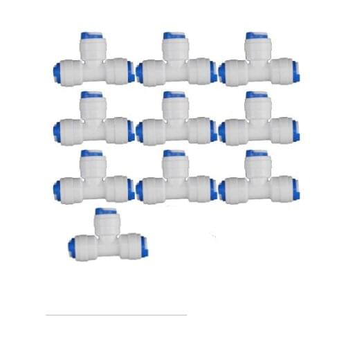 10 pcs1/4 inch three-way quick coupling T-type quick coupling for RO system water filter coupling