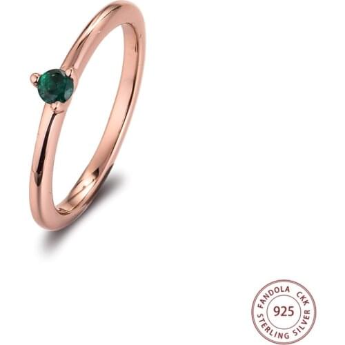 100% Real 925 Sterling Silver Green Solitaire Rings for Women Wedding Engagement Ring S925 Fine Jewelry 2021 New