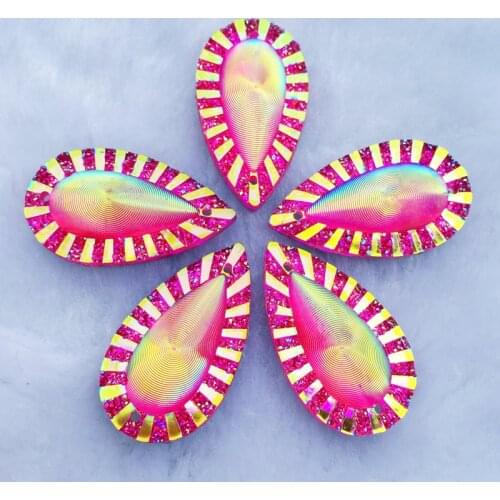 16*28mm 15pcs Marquise Shine Crystal AB Color Silver Base Sew On Rhinestone Stones Spacer buttons for DIY Garment Jewelry HE91