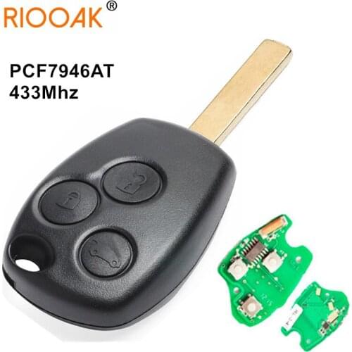 3 Button Remote Key Fob 433MHz With 7946 Chip Round Button With VA2 Blade for Renault