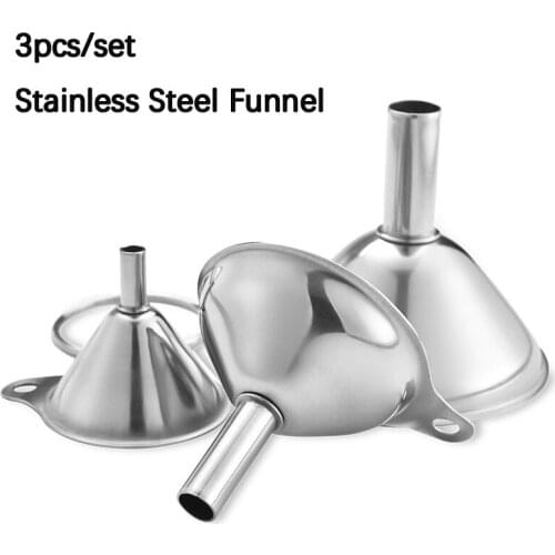 3pcs/set Stainless Steel Funnels Mini Funnels Edible Oil/seasoning Dispenser Integrated Food Dispenser for Canning Kitchen Tools