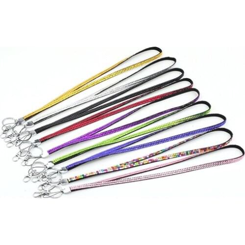 49cm Luxury Neck Strap Rhinestone Lanyard Shiny Custom Lanyard ID Badge Cellphone Key Holder Straps