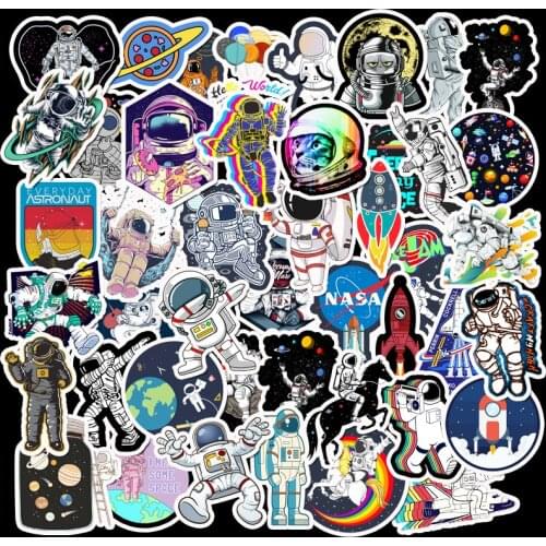 50Pcs Interstellar Starry Sky Outer Space Astronaut Waterproof Cartoon Childrens Toy Mixed Sticker Scooter Bike Mobile Notebook