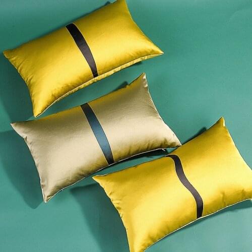50x30cm solid color satin fabric gold yellow/light brown lumbar pillowcase back cushion cover for backrest sofa decor