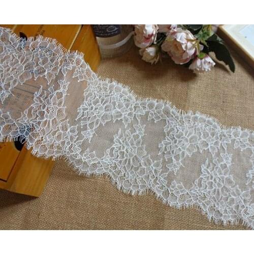 6 M/ Lot Exquisite Europe Eyelash Lace Fabric White Black Lace Trim 14CM DIY Wedding Dress Clothing Sewing Accessories