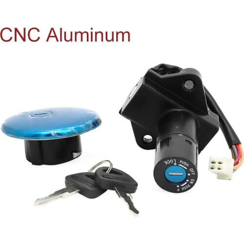 Aluminum Motorcycle Lockset GN250 Ignition Switch Fuel Gas Cap Cover Lock Keys Electric Door Locks Seat for Suzuki GN 250