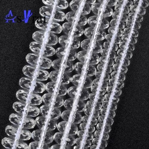 Natural Stone Faceted White Crystal Abacus Beads For Jewelry Making Round Loose Spacer Beads DIY Bracelet Necklace Accessories