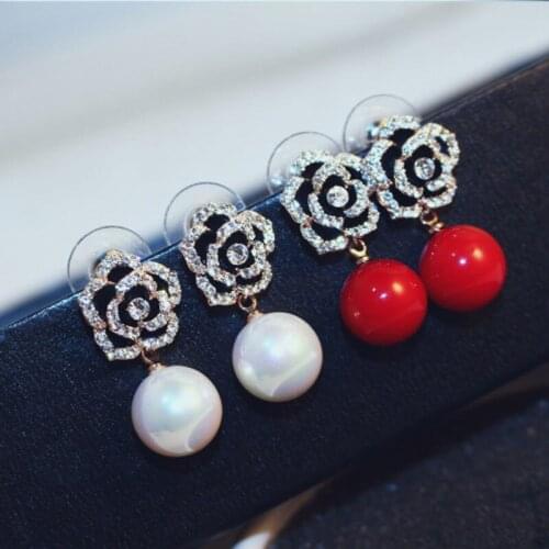 Flowers Pearls Luxury Famous Brand Boucles d'oreille Jewelry Earrings For Women Fancy Earring