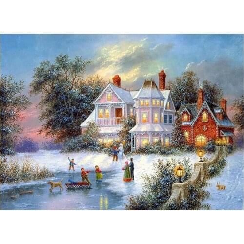 Diy 3D Diamond Painting Snow Landscape Full round Drill Cross Stitch Crafts Diamond Embroidery Bedroom Decoration For Christmas