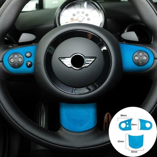 For BMW R R50 R52 R53 R55 R56 R57 R58 R59 R60 R61 Alcantara Suede Steering Wheel Panel Strip Cover Car Trim Stickers Accessories