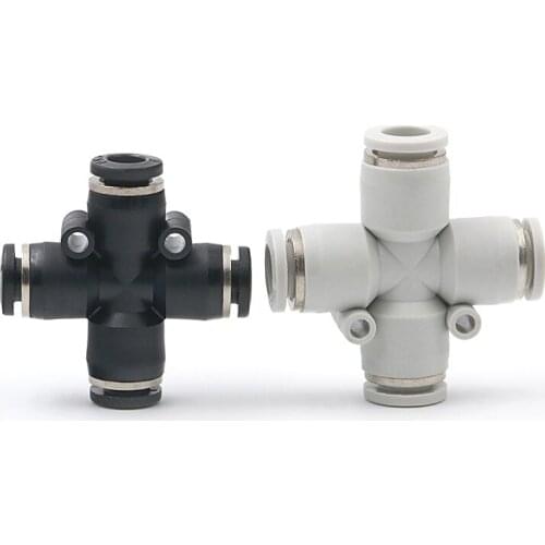 5 pcs Air Pneumatic Fitting 4 Way Cross Shape Equal 8mm 10mm 12mm OD Hose Tube Push In 4-Port Air Splitter Gas Connector Quick