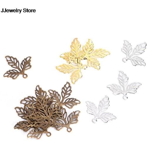 Hot 100 Pcs Filigree Wraps Leaves Charm Pendant Filigree 2.5mm Metal Connectors Crafts For Jewelry Making DIY Accessories