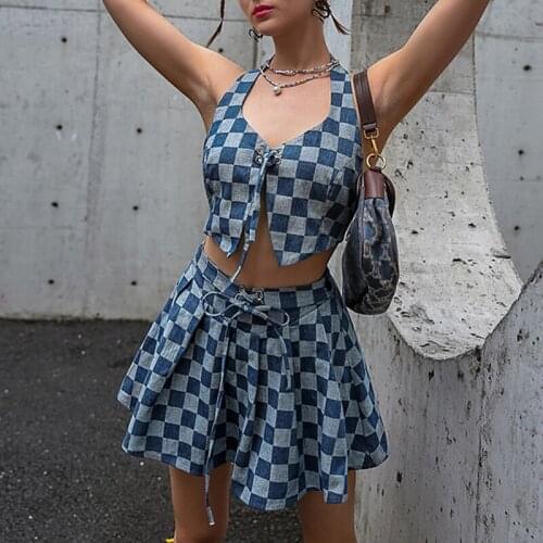 GypsyLad 100% Cotton Plaid Boho Skirt Vintage Chic Y2K Women Pleated Mini Skirts Casual Chic Sexy Holiday Female girls Skirt