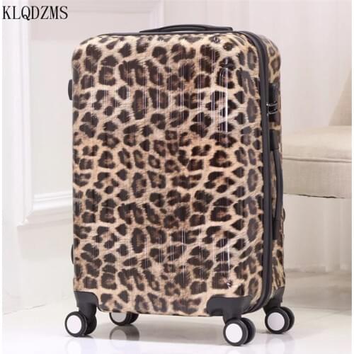 KLQDZMS 20/24/28inch Sexy Leopard rolling luggage spinner PC Travel Suitcase fashion trolley bags on wheels