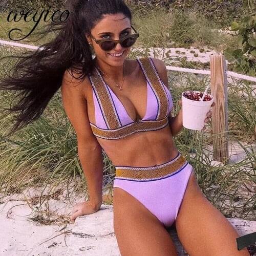 Bikini Set Women High Waist Swimwear Beachwear Bathing Suit Push Up Sexy Female Splicing Bodysuit Brazilian Swimsuit Biquini
