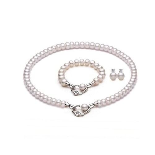 8-10mm Size Real Genuine Natural Freshwater Pearl Jewelry Set Fashion Charm Jewelry Set