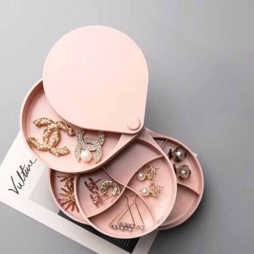 Creative jewelry storage box rotating multi-layer display organizers dressing table boxes make up storage cosmetic organizer