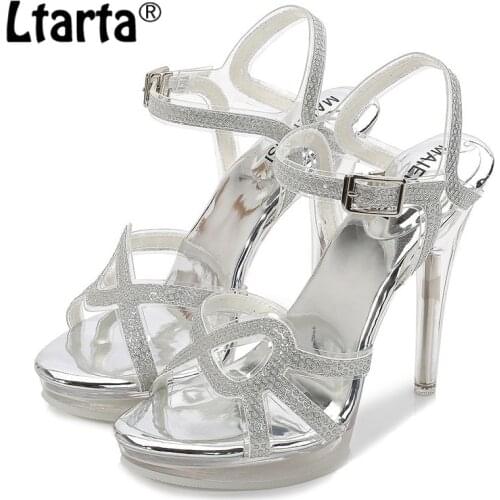 LTARTA 2020 Summer Fashion Shallow Mouth Crystal High-Heeled Shoes Transparent Buckle Fish Mouth Womens Sandals WZ