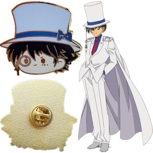 Detective Conan Case Closed Kid the Phantom Thief Kaitou Kiddo Cosplay Hotel Costume Metal Badge Pin Alloy Brooch Accessories