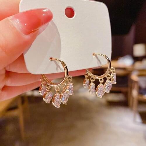 Fashion Circle Tassel Zircon Short Earrings Personality High Grade New Jewelry bijoux Wholesale