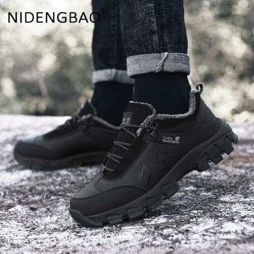 Winter Men Hiking Shoes 2021 Big Size 48 High Quality Warm Cotton Outdoor Male Sneakers Waterproof Climbing Athletic Shoes