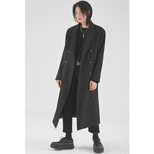 Mens style in spring and autumn season British style medium long style coat design sense Japanese Korean fashion coat coat