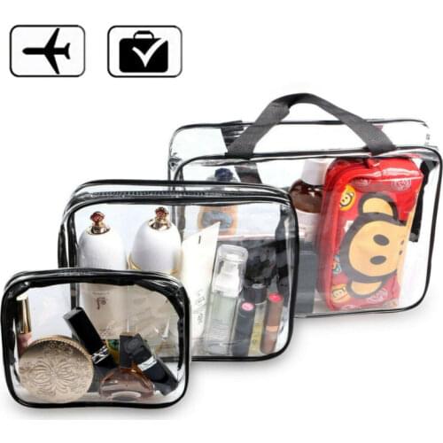 New Cosmetic Bag PVC Clear Transparent Plastic Travel Cosmetic Bag Zipper Makeup Toiletry Waterproof Organizer Bag Fashion