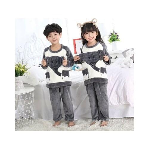 New Winter Children Coral Fleece Pajamas Thicken Warm Flannel Sleepwear Girls Loungewear Kids Pyjamas Boy Long Pant Gift