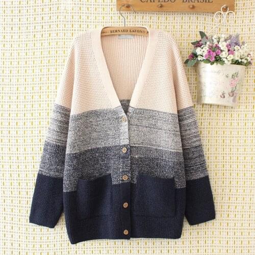 2021 Autumn Women Cardigans Casual Loose Knit Sweater Single-breasted V-Neck Cardigans Plus Size Women Femme Tops Streetwear