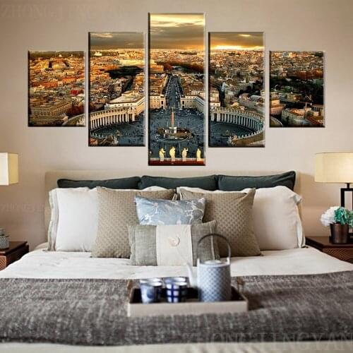 HD Printed Poster Decorative Modular Pictures Canvas 5 Pieces Italy Rome Vatican Paintings Modern Wall Art Decor Framework