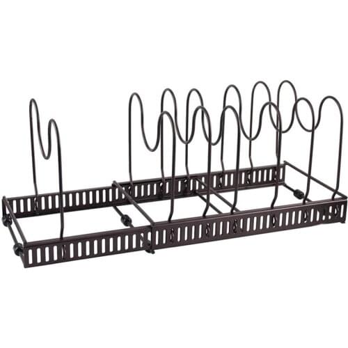 Adjustable Pot & Pan Rack,Organizer Expandable Metal Pot Stand, Holder for Kitchen Bakeware & Cookware Storage