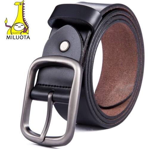 [MILUOTA] Men Belt Genuine Leather Belts for Men Brand Strap Male Pin Buckle Fashion Vintage Cowboy Jeans Cintos CZ101
