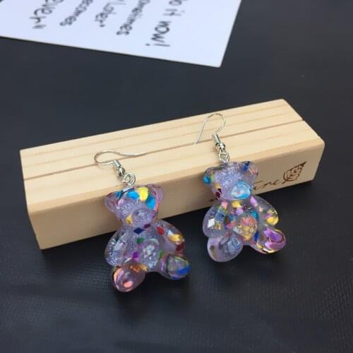 Lovely New Design Fashion Jewelry Resin Dangle Drop Earrings Glitter Colorful Gummy Bears Party Earrings for Women Girl Gift