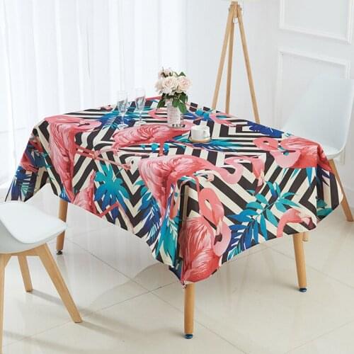 Flamingo Tablecloth Rectangular Tropical Palm Tree Leaf Printed Table Cover Elegant Table Cloths for dining table Wedding Decor