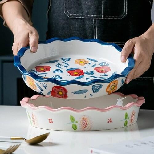 Modern housewives Japanese hand painted ceramic creative bowls dishes salad bowls soup bowls and dishes set fish plate