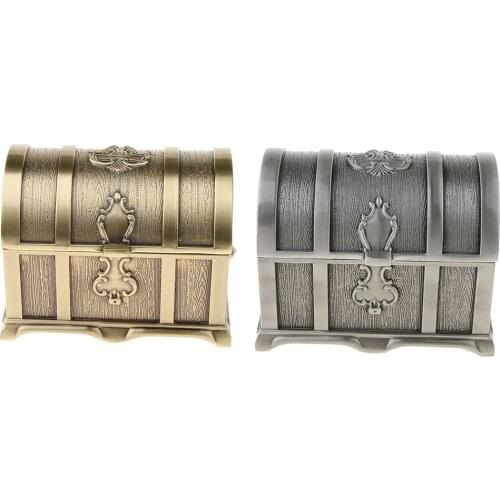 Zinc Alloy Treasure Chest Box Jewelry Gifts Storage Case Shop Desk Ornament
