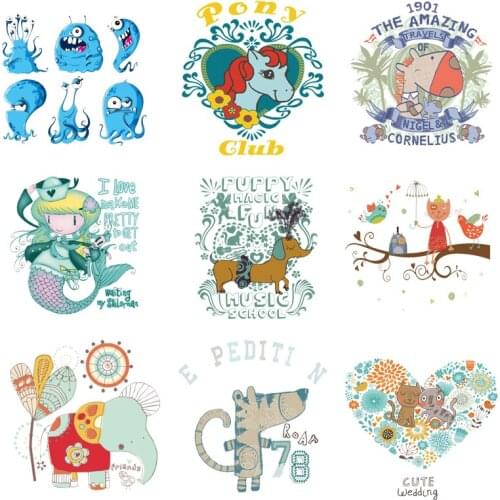 Iron-on Transfers for Clothing Patches for Clothes Cat Stickers Diy Elephant Patch Flex Fusible Transfer Vinyl Adhesive Stripe C