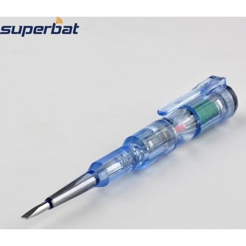 Superbat Household Induced Electrical Tester Electric Pen Screwdriver Probe Test light Voltage Detector 250V Slotted Tip