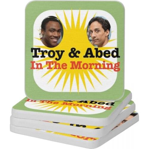 Troy And Abed In The Morning Diatomite Square Round Shape Coaster Non Slip Cup Bonsai Mat Soap Toothbrush Pad 10x10cm