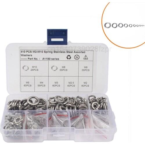 410 Boxed Stainless Steel Ultra-thin Locking Spring Flat Washer Gasket Standard Spring Washer