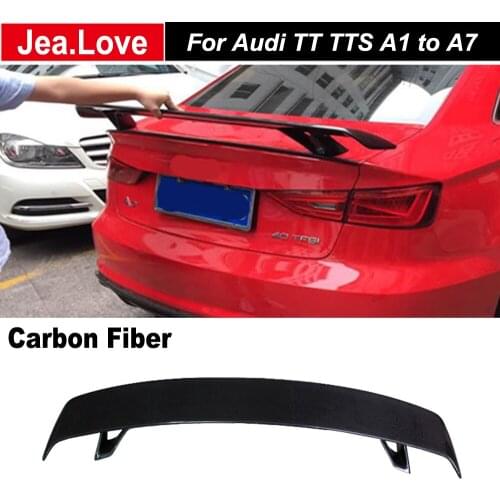 Universal Style Real Carbon Fiber Rear Trunk Spoiler Wing Tail Decoration For Audi TT TTS A1 to A7 All Sedan 2007-2013
