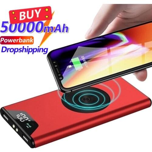 50000mAh Power Bank Wireless Portable Charger Fast Charging Digital Display 2 USB External Battery Powerbank for IPhone Xiaomi