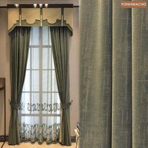 Custom curtains Nordic Australian wool velvet bedroom living room luxury green cloth blackout curtain valance tulle drape C846