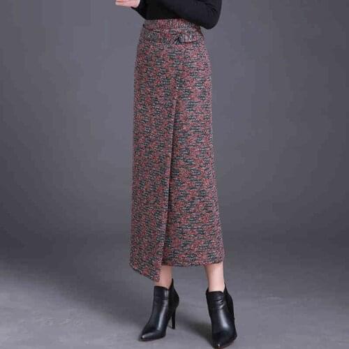 European Style Fall2018 New Winter Fashion Woman Irregular High Waisted Red Long Skirt , Slim Pencil 4XL 3XL Skirts For Woman