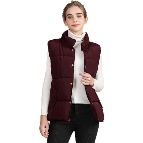 Women Sleeveless Vest Spring Winter Warm Plus Size 2XL Down Cotton Padded Jacket Female Mandarin Collar Waistcoat