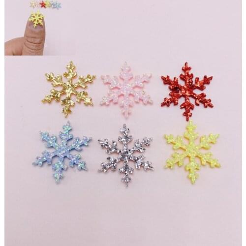 120pcs/lot Small size Glitter snowflake shiny Christmas snowflake DIY hair clips shoe etc decoration accessories