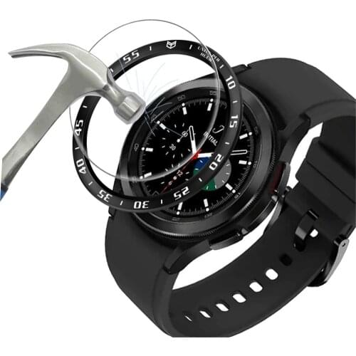 2pcs for Samsung Galaxy Watch 4 Classic 46mm 42mm bezel ring + screen protector Tempered Glass cover for galaxy watch4 bezel