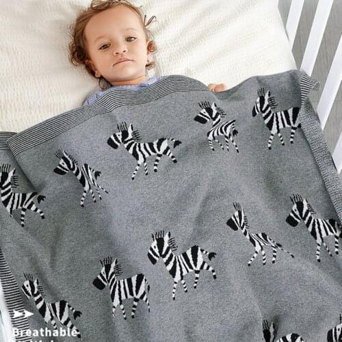 2020 Autumn Winter Infant Baby Boy Girl Knit Cartoon Zebra Jacquard Weave Blanket Newborn Baby Quilt Boys Girls Hold Blanket